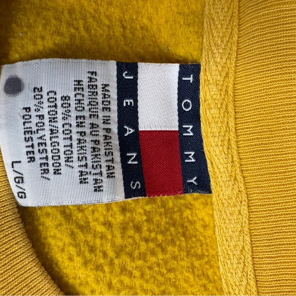 Tommy Hilfiger Denim Mustard Yellow Crewneck Sweatshirt Men’s L - Picture 2 of 5
